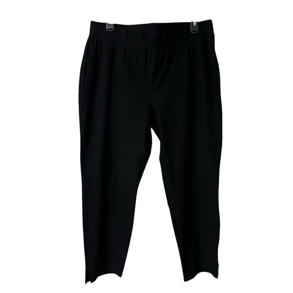 Eileen Fisher Washable Stretch Crepe Slim Fit Cropped Length Pant with Slits L